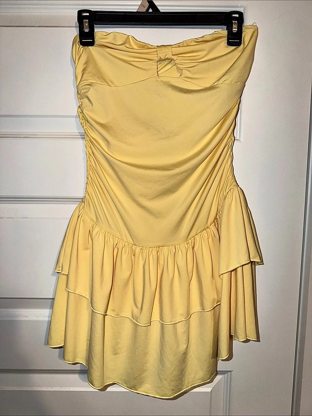 Yellow Ruched Ruffle Mini Dress Size Medium